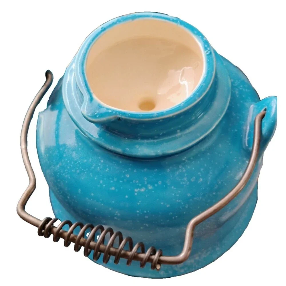 Mid-Century Style Speckled Turquoise Ceramic Teapot – Handcrafted Studio Pottery